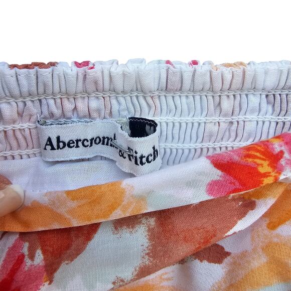 Abercrombie & Fitch Emerson Poplin Puff Sleeve Mini Dress Orange Size SP - Picture 6 of 7